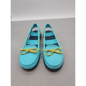 Crocs Beach Line Blue Boat Shoes Slip On Loafers Women Size 8 EUC